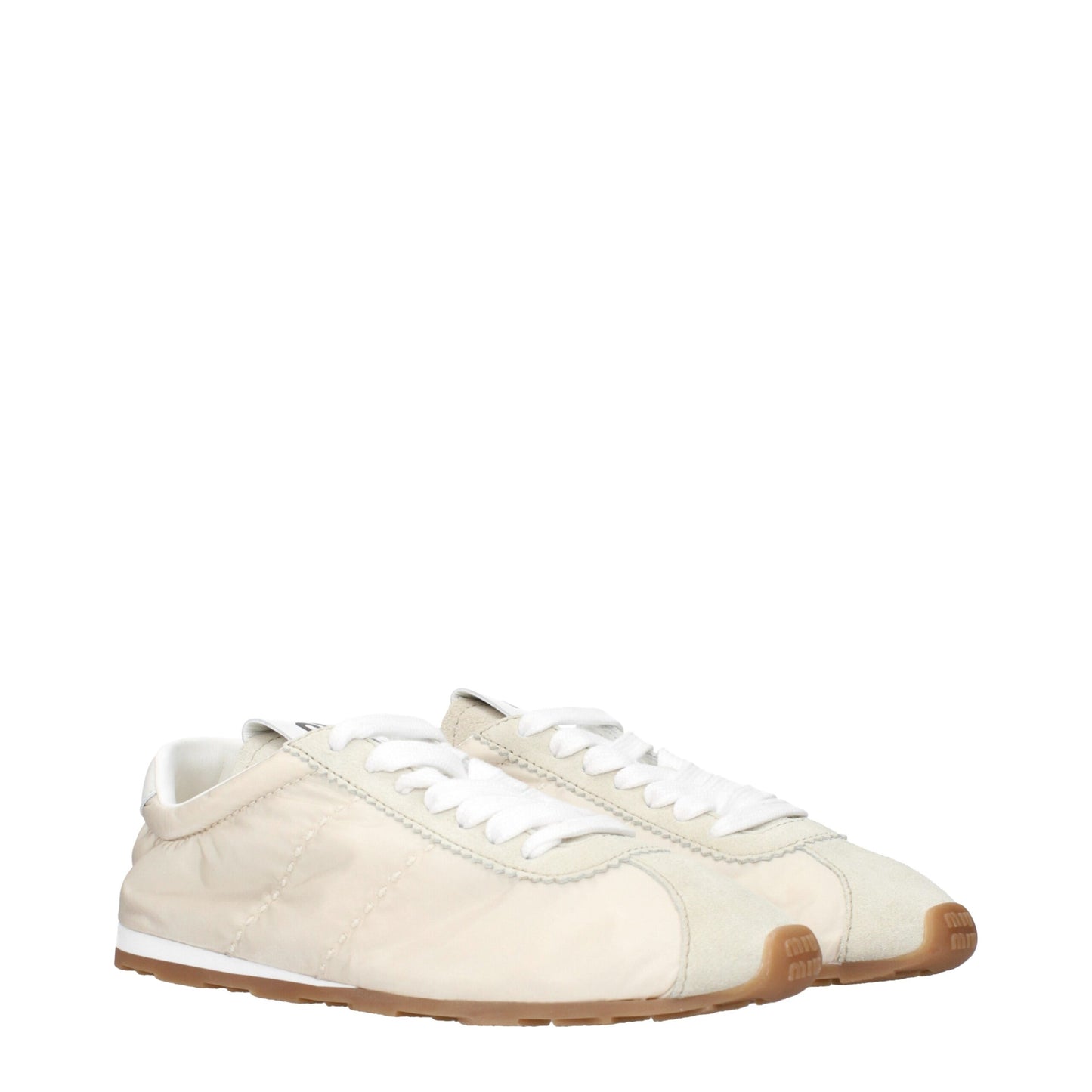 Baskets basses en tissu beige de Miu Miu