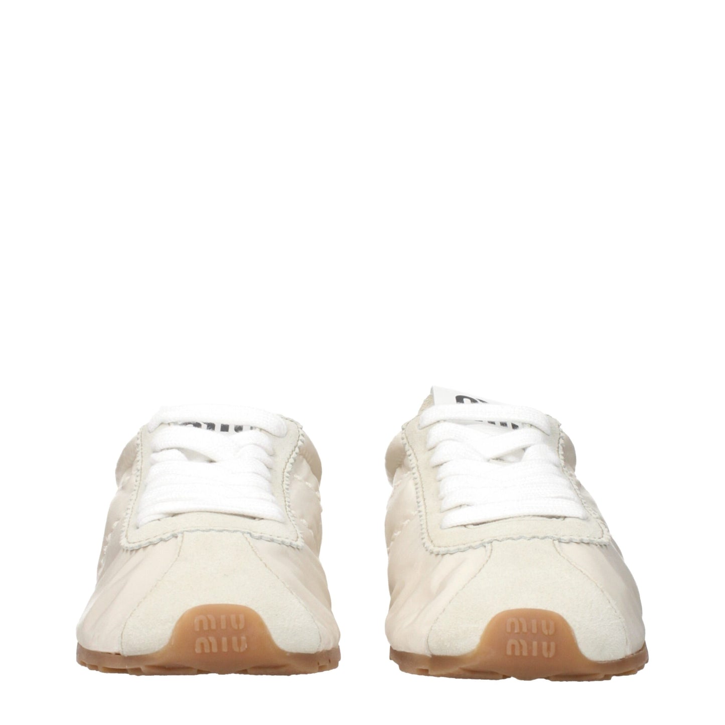 Baskets basses en tissu beige de Miu Miu
