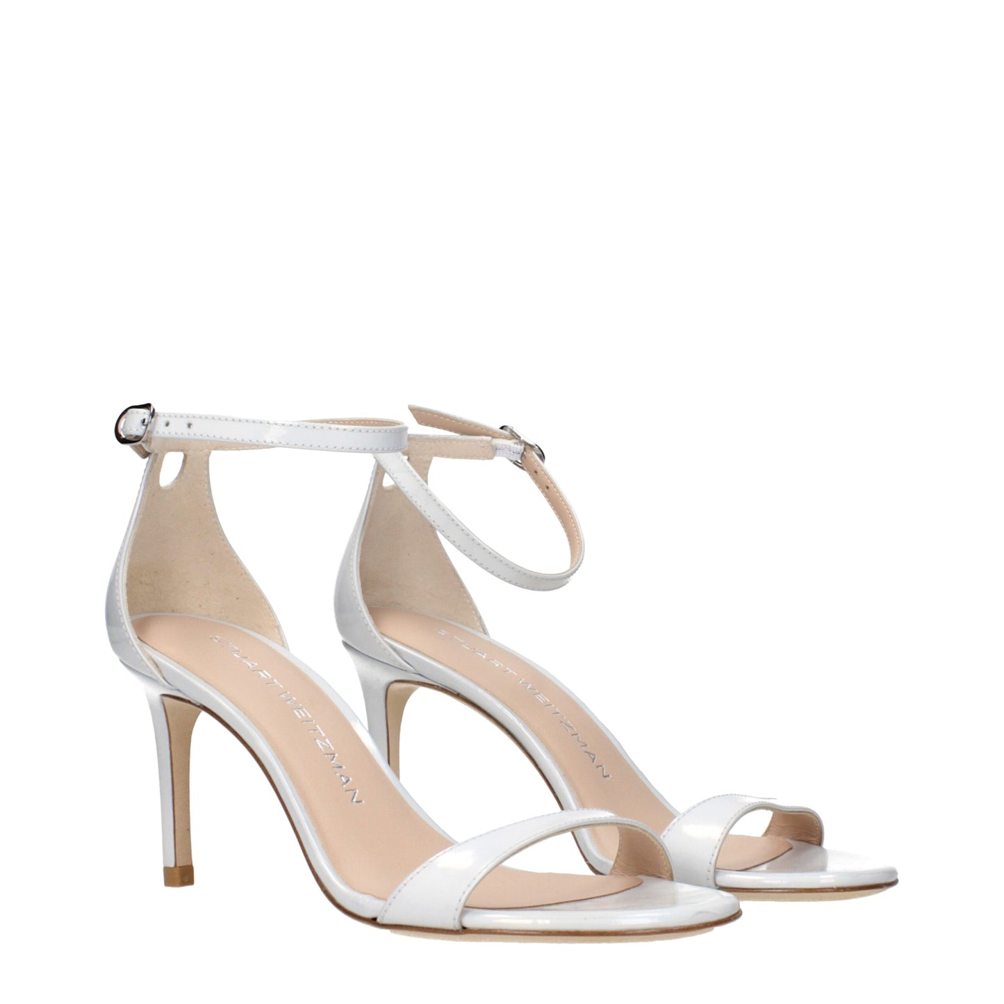 Sandales à talons aiguilles en cuir blanc