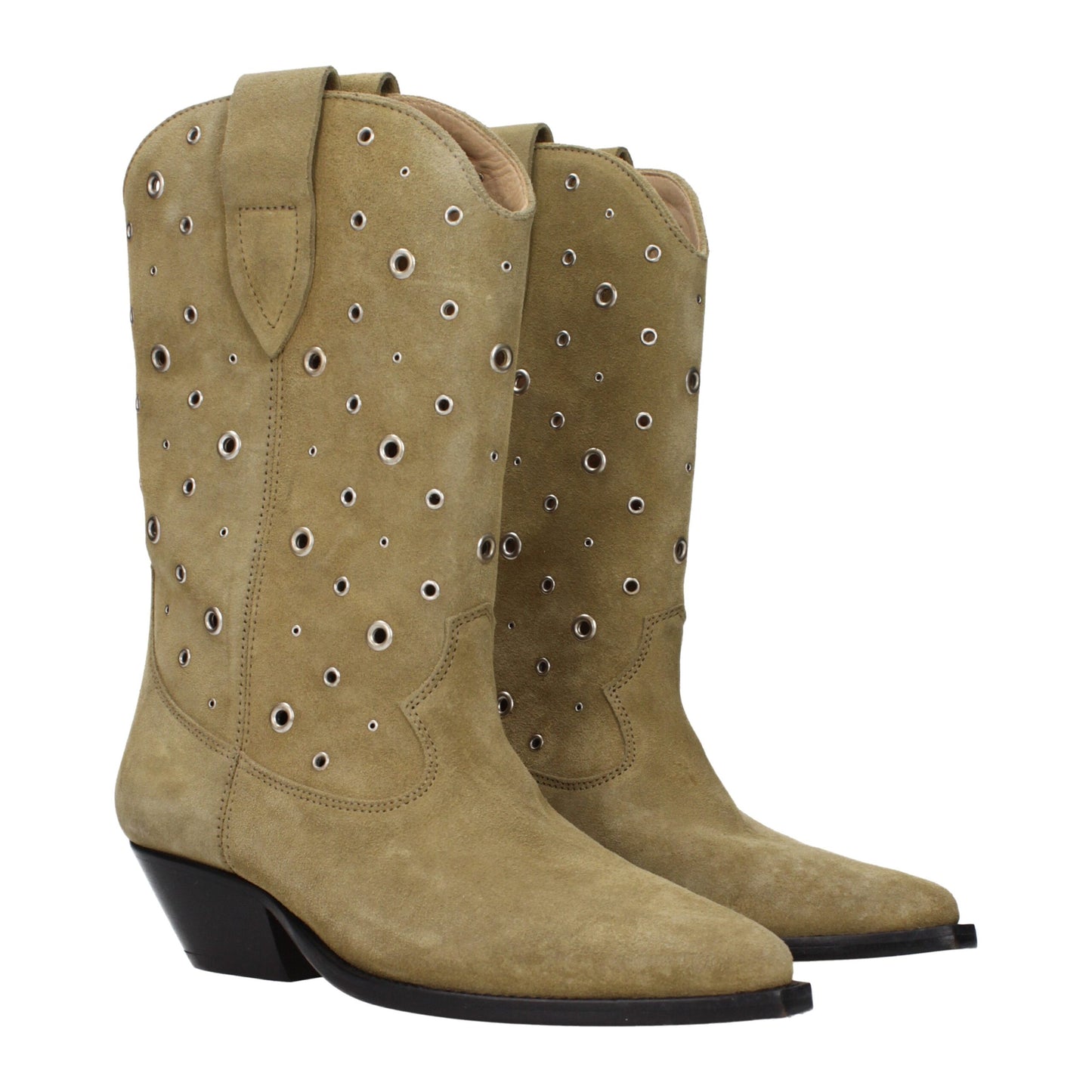 Bottes en cuir beige à hauteur de la cheville