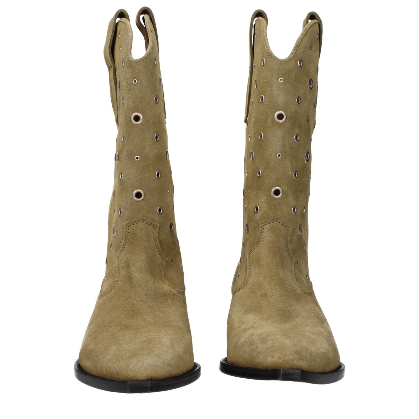 Bottes en cuir beige à hauteur de la cheville