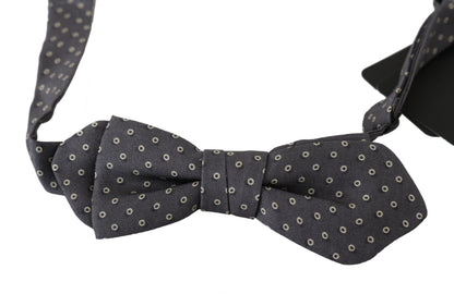 Nœud papillon ajustable en soie à cercles gris Dolce &amp; Gabbana pour homme