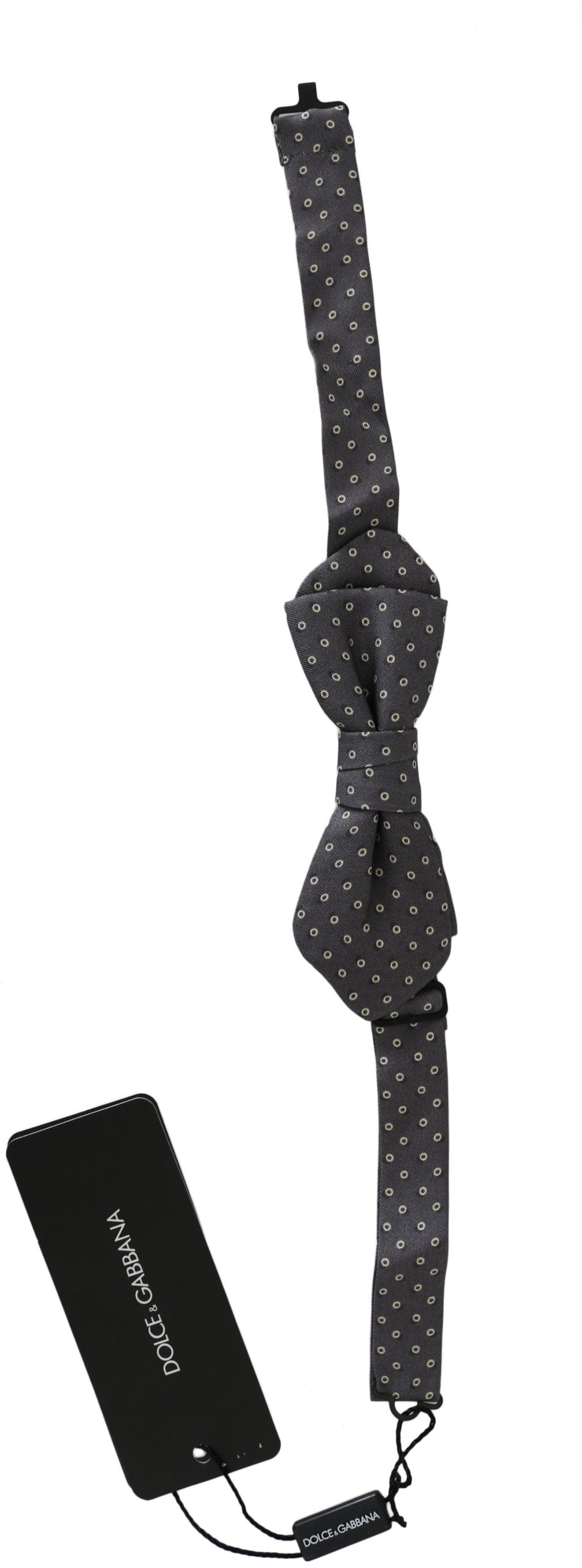 Nœud papillon ajustable en soie à cercles gris Dolce &amp; Gabbana pour homme