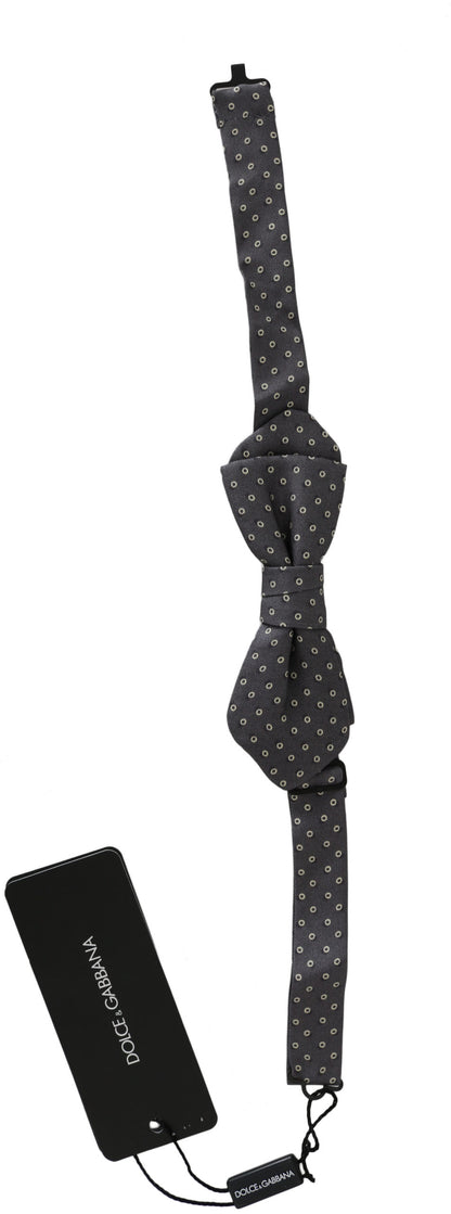Nœud papillon ajustable en soie à cercles gris Dolce &amp; Gabbana pour homme