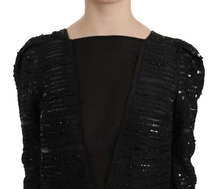 John Richmond – Langes, schwarzes Seidenkleid mit Pailletten