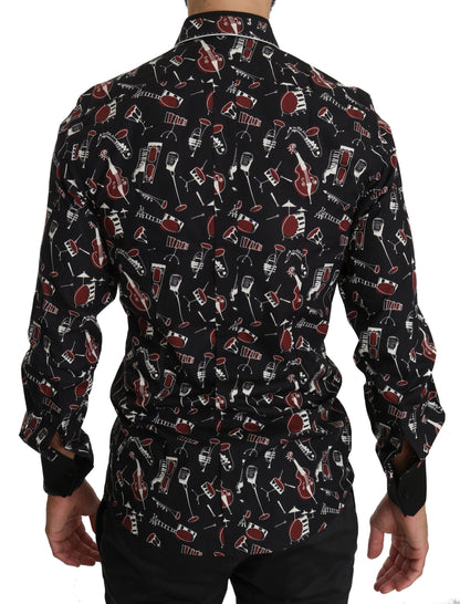 Chemise slim noire à motif instrument de musique Dolce &amp; Gabbana