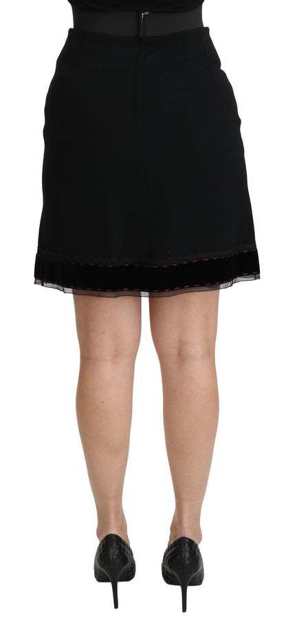 Mini-jupe trapèze taille haute en viscose noire Dolce &amp; Gabbana