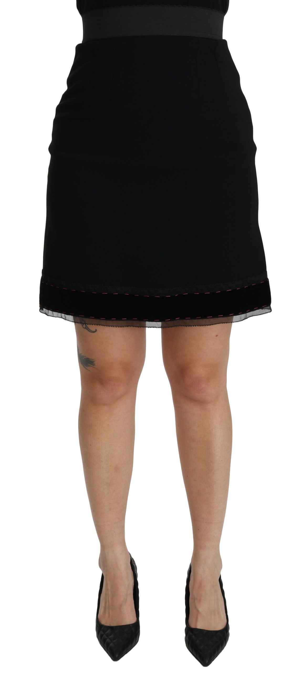 Mini-jupe trapèze taille haute en viscose noire Dolce &amp; Gabbana