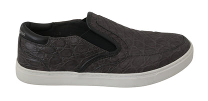 Mocassins plats en cuir gris Dolce &amp; Gabbana pour homme