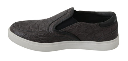 Mocassins plats en cuir gris Dolce &amp; Gabbana pour homme