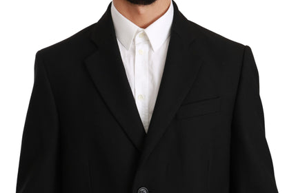 Dolce &amp; Gabbana Veste Manteau Blazer Noir 100% Laine