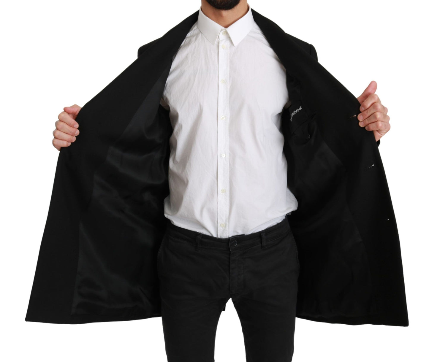 Dolce &amp; Gabbana Veste Manteau Blazer Noir 100% Laine