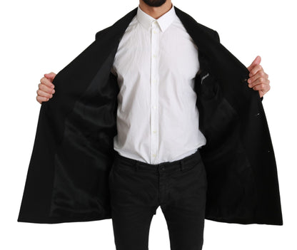 Dolce &amp; Gabbana Veste Manteau Blazer Noir 100% Laine