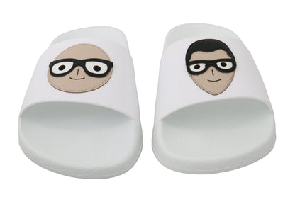 Sandales à enfiler Dolce &amp; Gabbana en cuir blanc #dgfamily