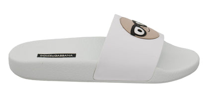 Sandales à enfiler Dolce &amp; Gabbana en cuir blanc #dgfamily