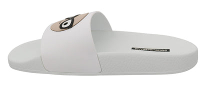 Sandales à enfiler Dolce &amp; Gabbana en cuir blanc #dgfamily