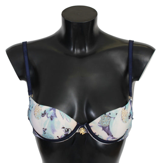 Soutien-gorge Reggiseno en nylon imprimé bleu Roberto Cavalli