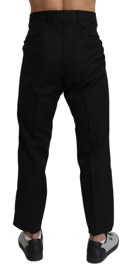 Pantalon habillé en coton et laine noir Dolce &amp; Gabbana