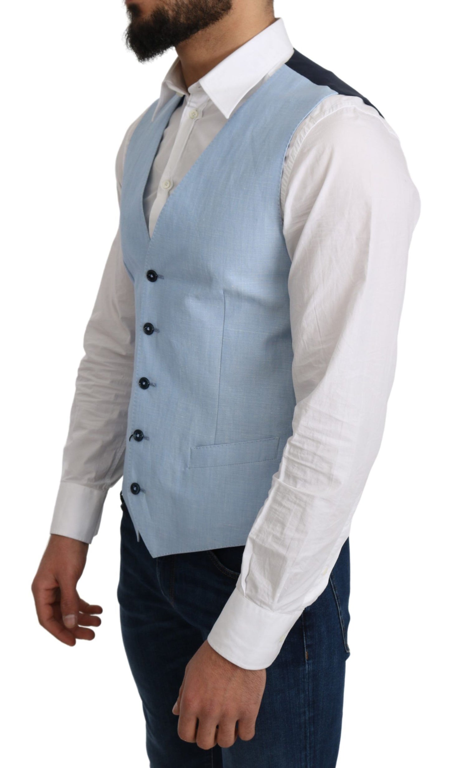 Gilet-manteau habillé en viscose stretch bleu Dolce &amp; Gabbana