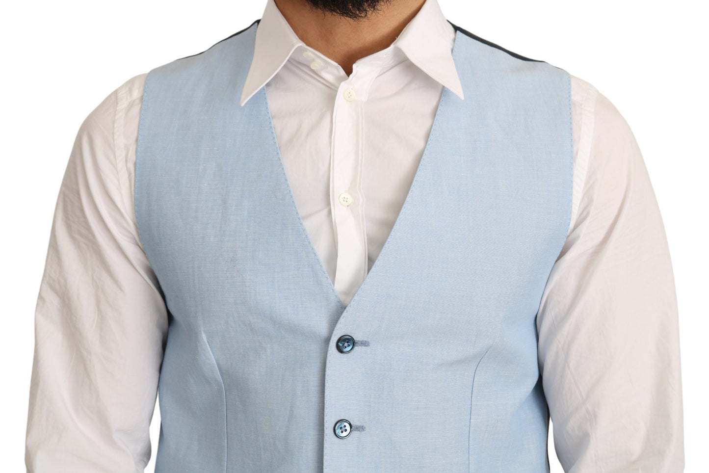 Gilet-manteau habillé en viscose stretch bleu Dolce &amp; Gabbana