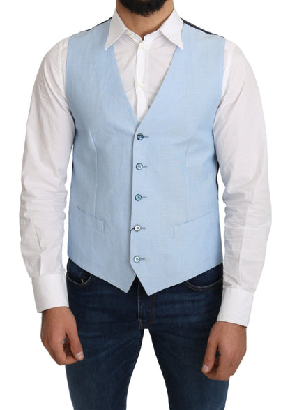 Gilet-manteau habillé en viscose stretch bleu Dolce &amp; Gabbana
