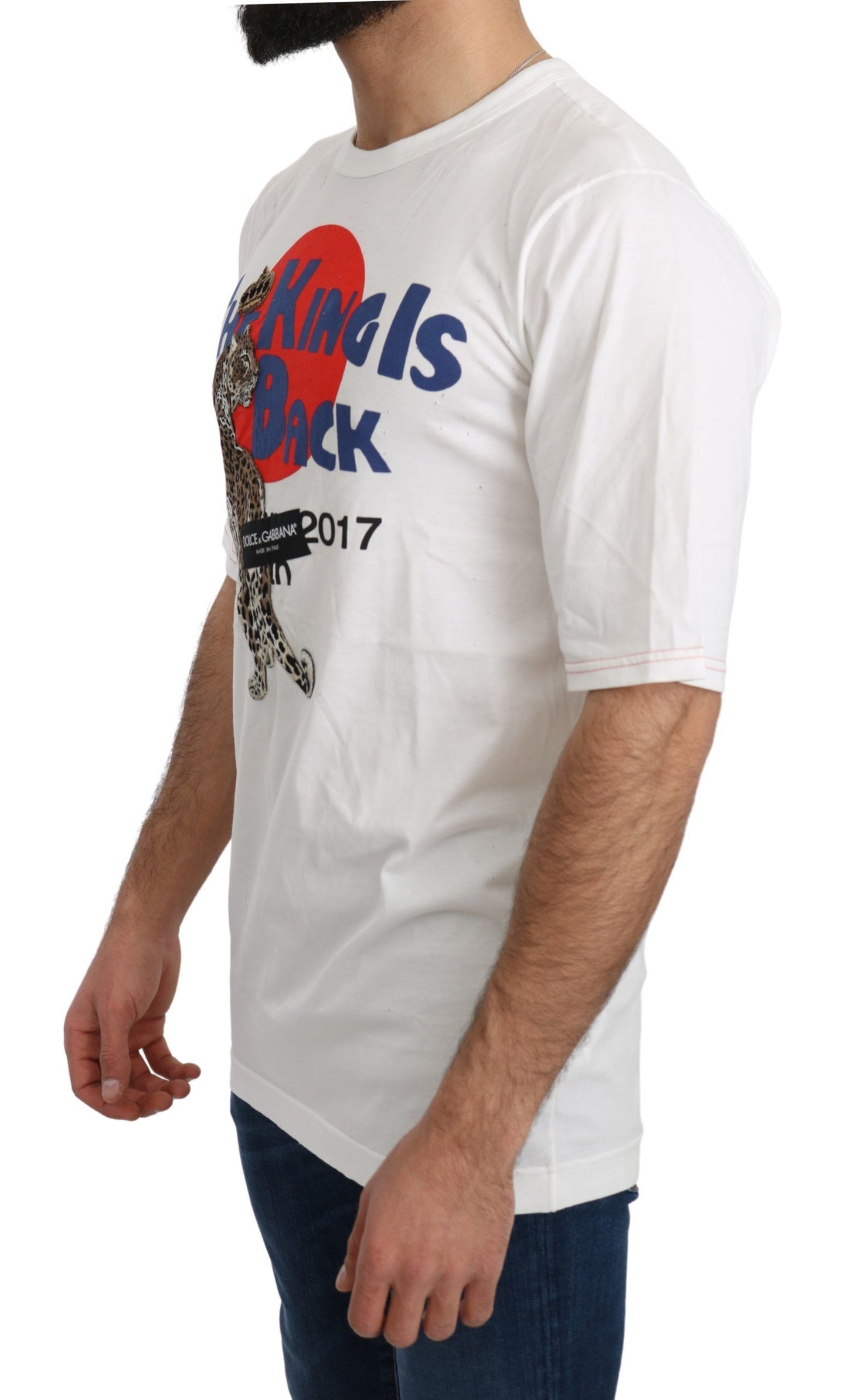 T-shirt Royal Top Léopard Blanc Dolce &amp; Gabbana