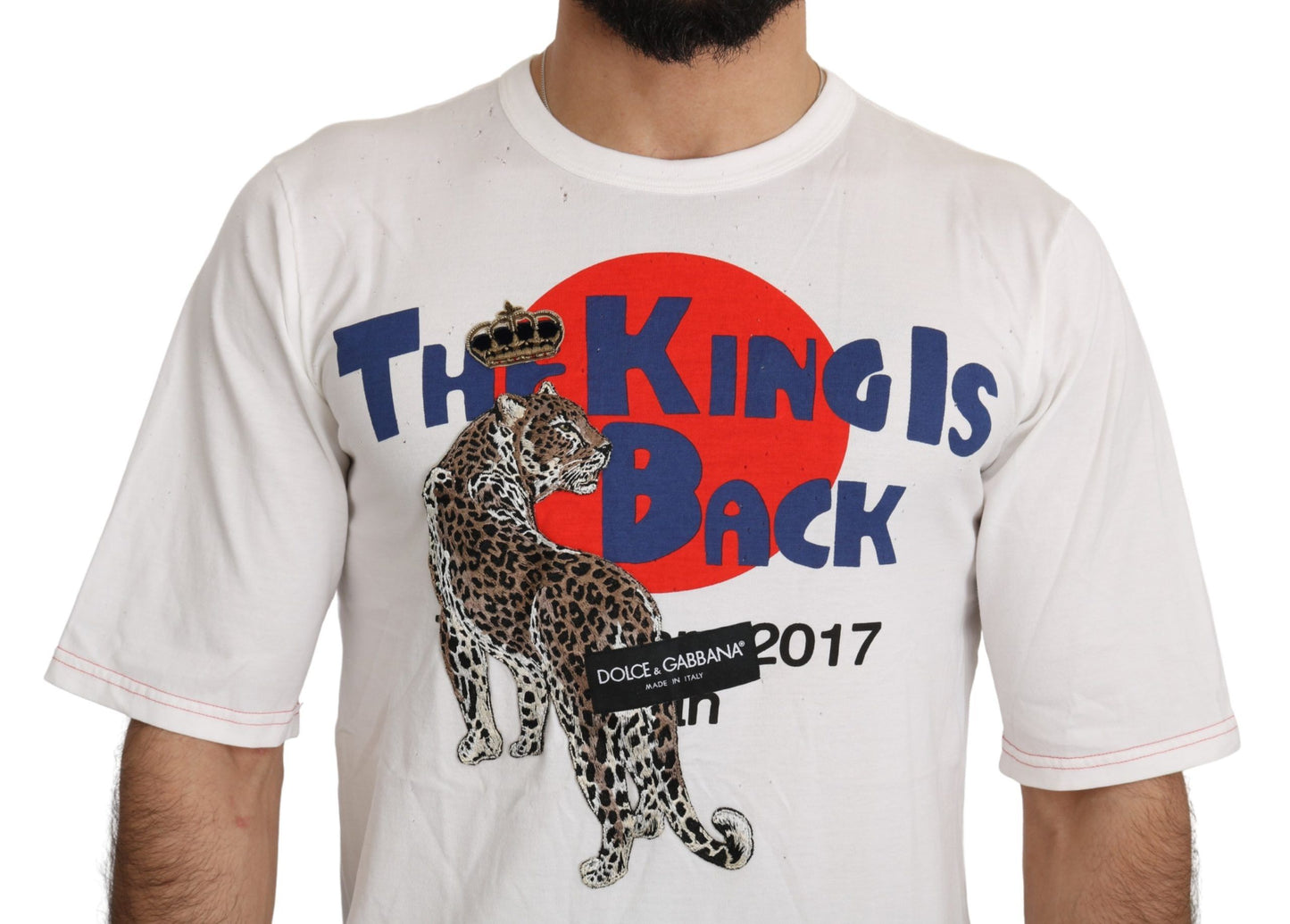 T-shirt Royal Top Léopard Blanc Dolce &amp; Gabbana