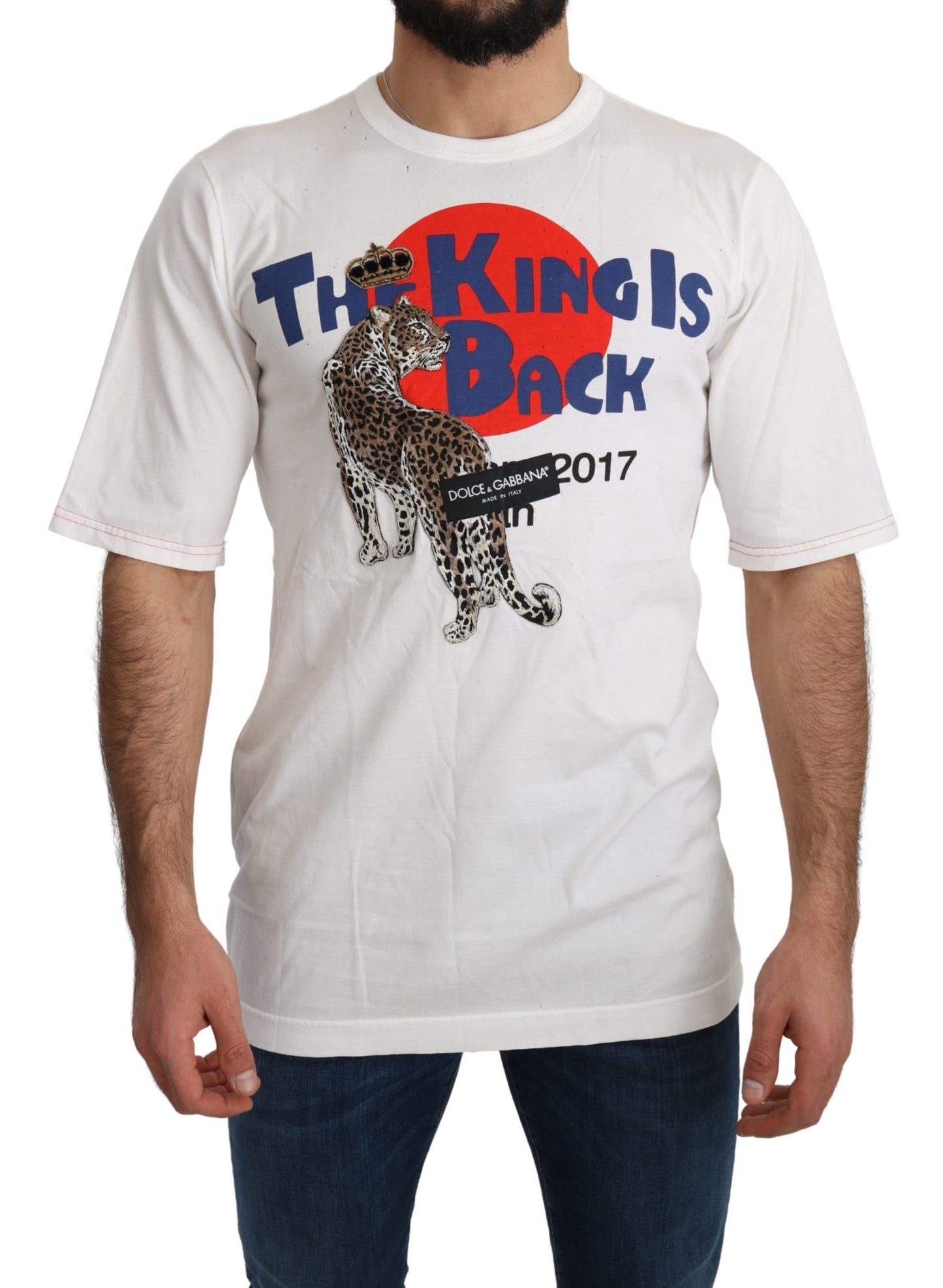 T-shirt Royal Top Léopard Blanc Dolce &amp; Gabbana