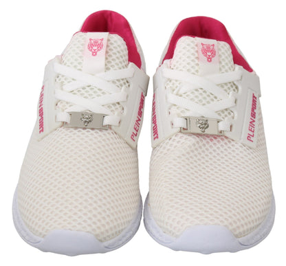 Baskets Becky blanches et roses en polyester Philipp Plein