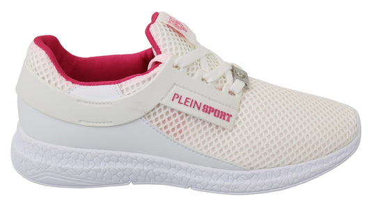 Baskets Becky blanches et roses en polyester Philipp Plein