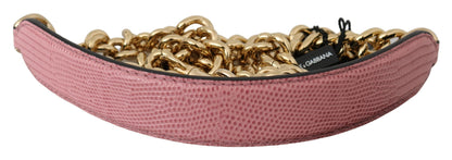 Bandoulière accessoire en cuir rose Dolce &amp; Gabbana avec chaîne dorée