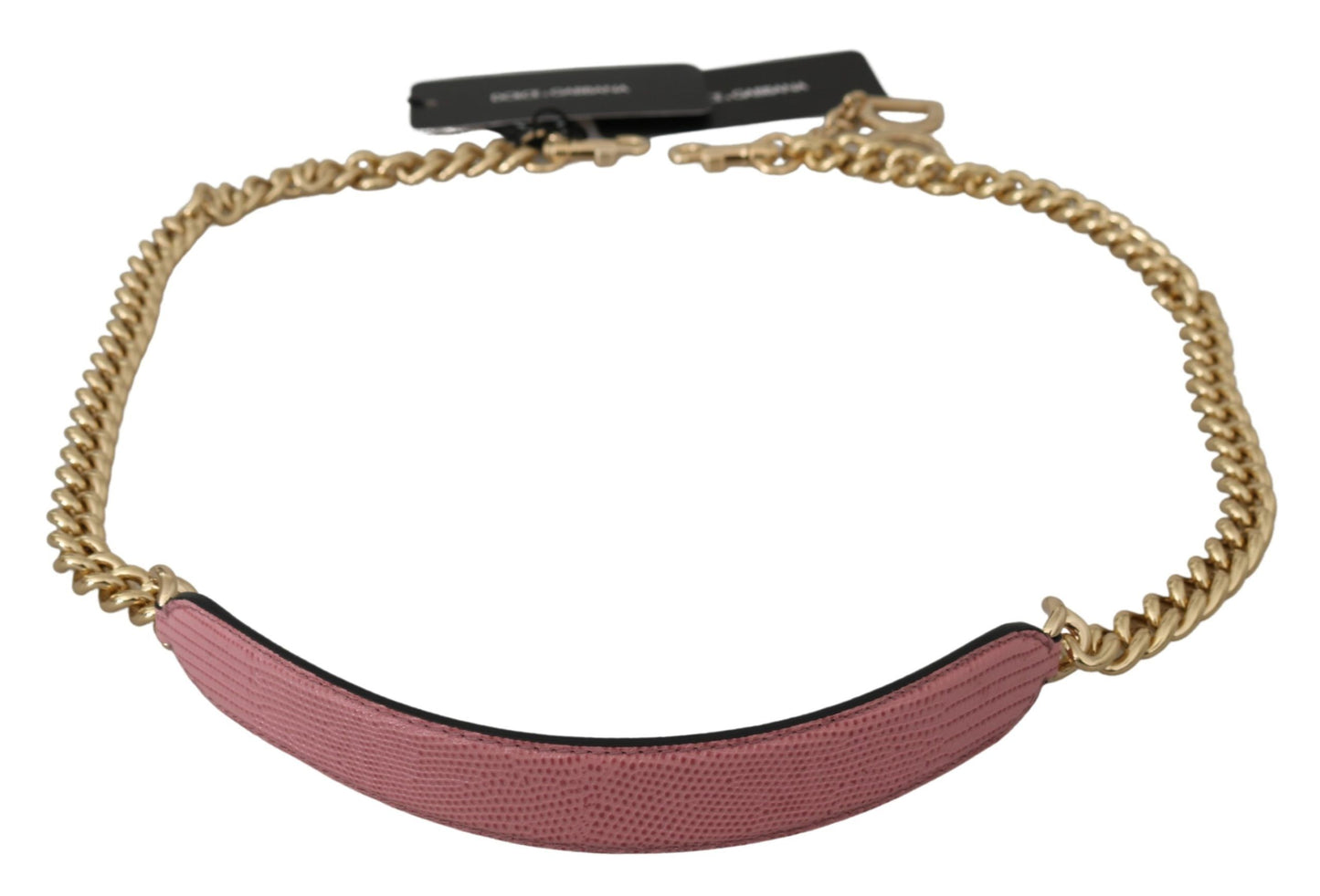 Bandoulière accessoire en cuir rose Dolce &amp; Gabbana avec chaîne dorée