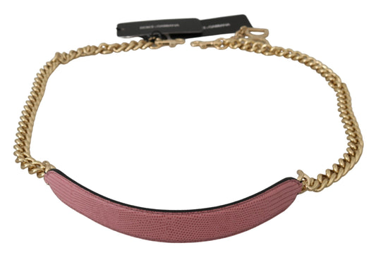 Bandoulière accessoire en cuir rose Dolce &amp; Gabbana avec chaîne dorée