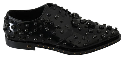 Chaussures habillées en cuir noir Dolce &amp; Gabbana avec cristaux