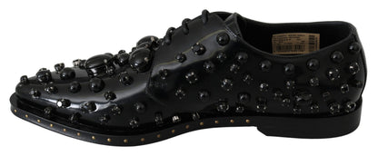 Chaussures habillées en cuir noir Dolce &amp; Gabbana avec cristaux