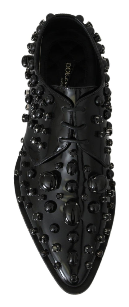 Chaussures habillées en cuir noir Dolce &amp; Gabbana avec cristaux