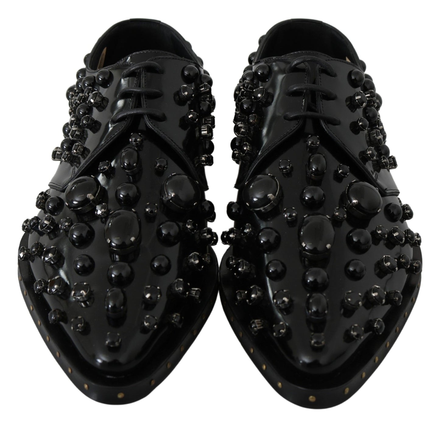 Chaussures habillées en cuir noir Dolce &amp; Gabbana avec cristaux