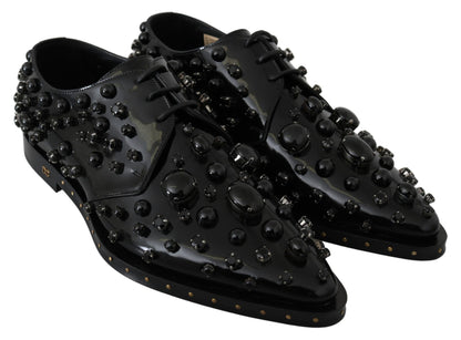 Chaussures habillées en cuir noir Dolce &amp; Gabbana avec cristaux