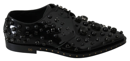 Chaussures habillées en cuir noir Dolce &amp; Gabbana avec cristaux