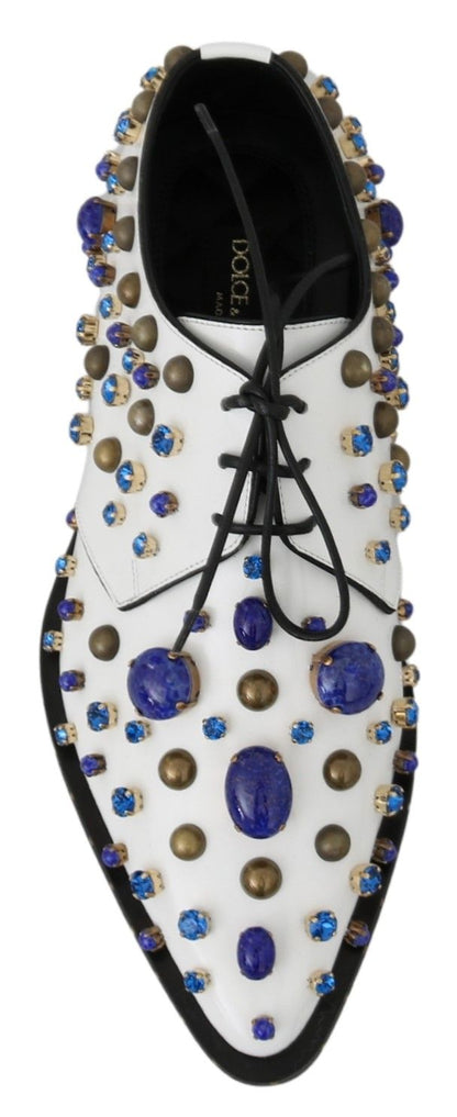 Chaussures Brogue en cuir blanc à cristaux Dolce &amp; Gabbana