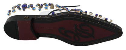Chaussures Brogue en cuir blanc à cristaux Dolce &amp; Gabbana