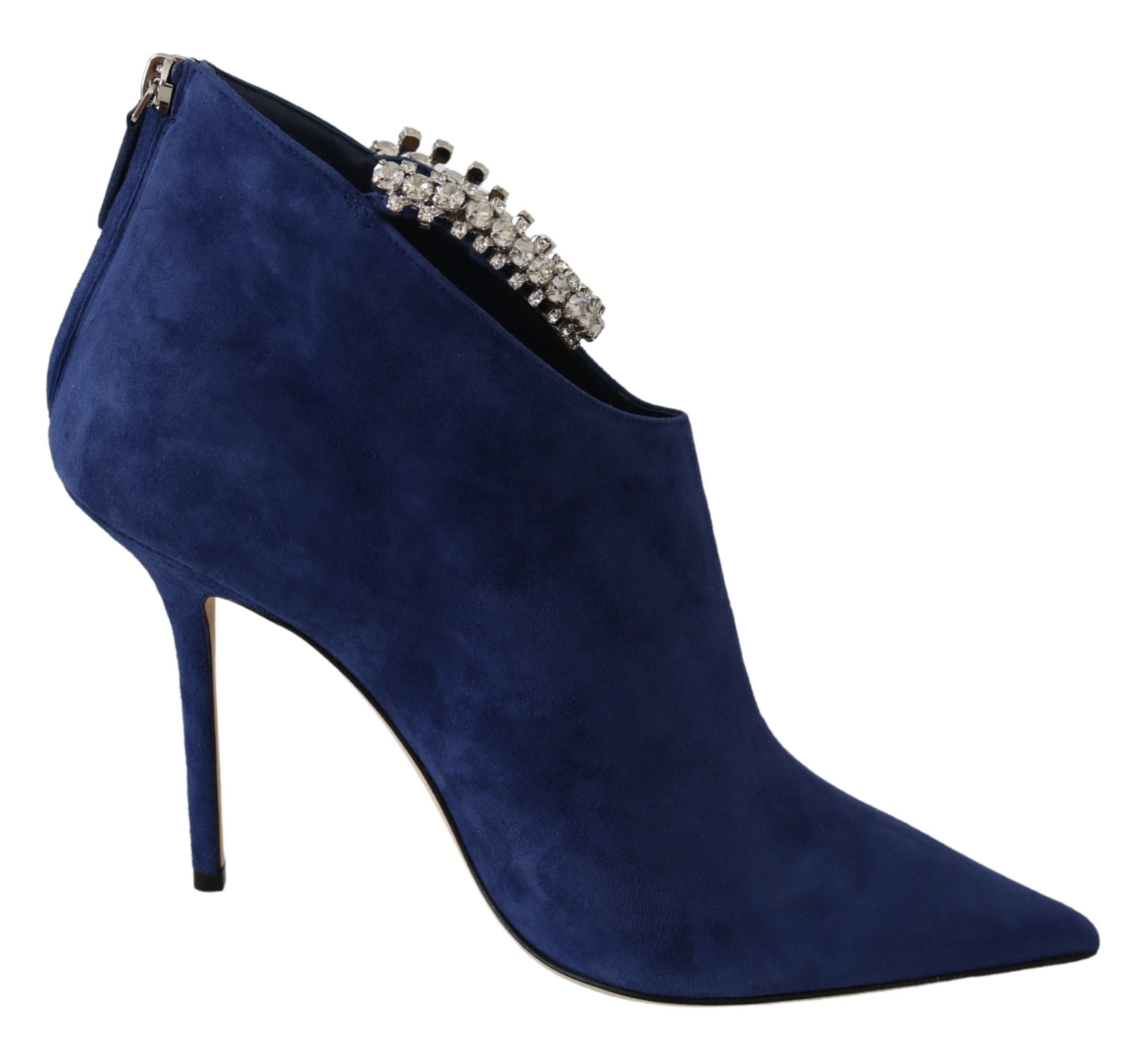 Bottines à talons avec lanières à cristaux bleus Pop