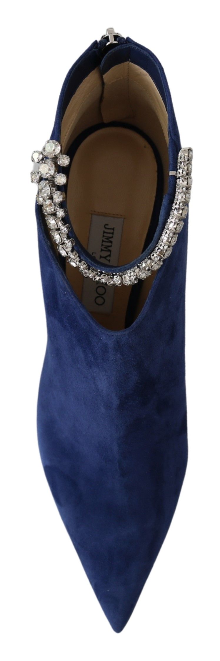 Bottines à talons avec lanières à cristaux bleus Pop