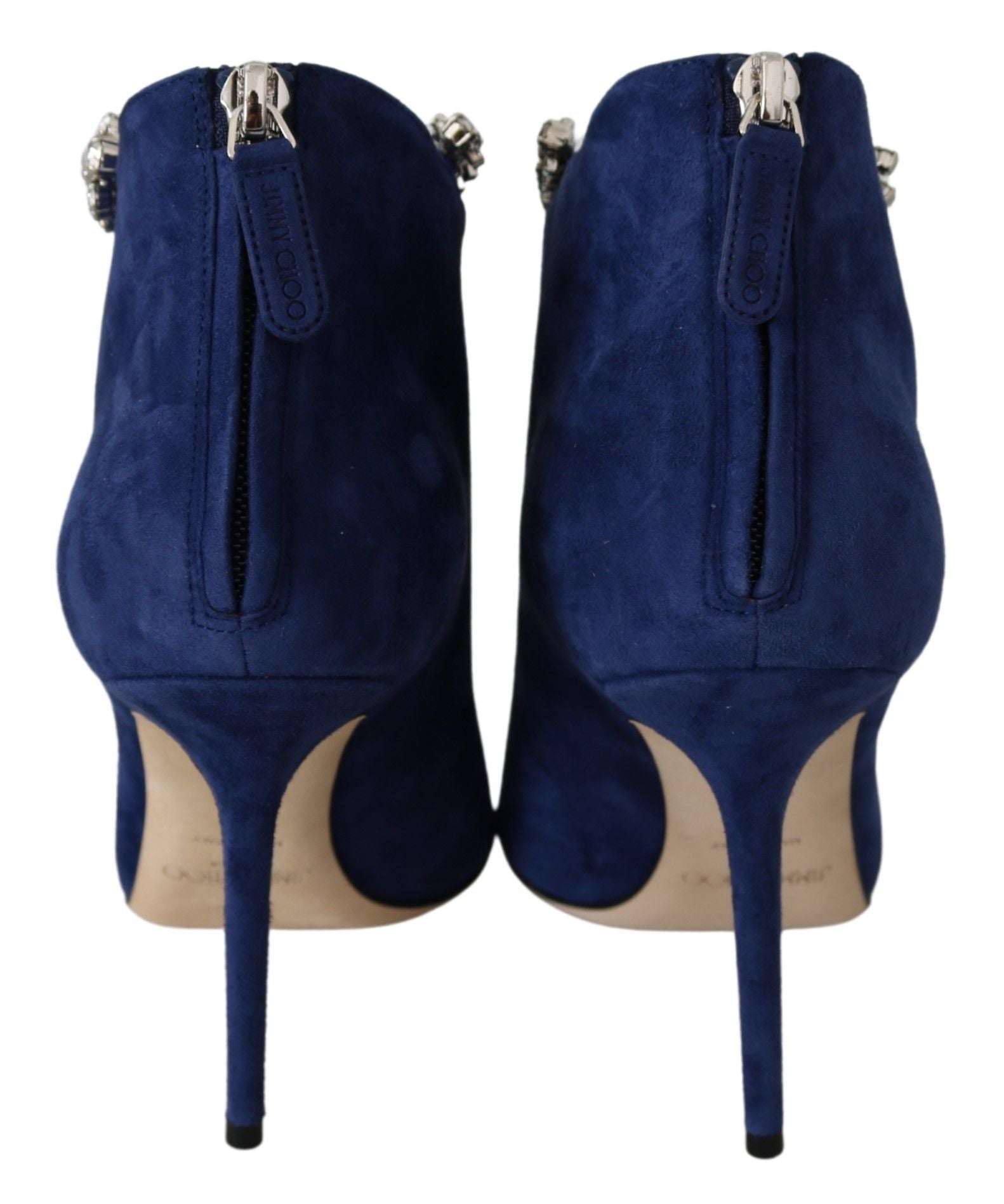 Bottines à talons avec lanières à cristaux bleus Pop