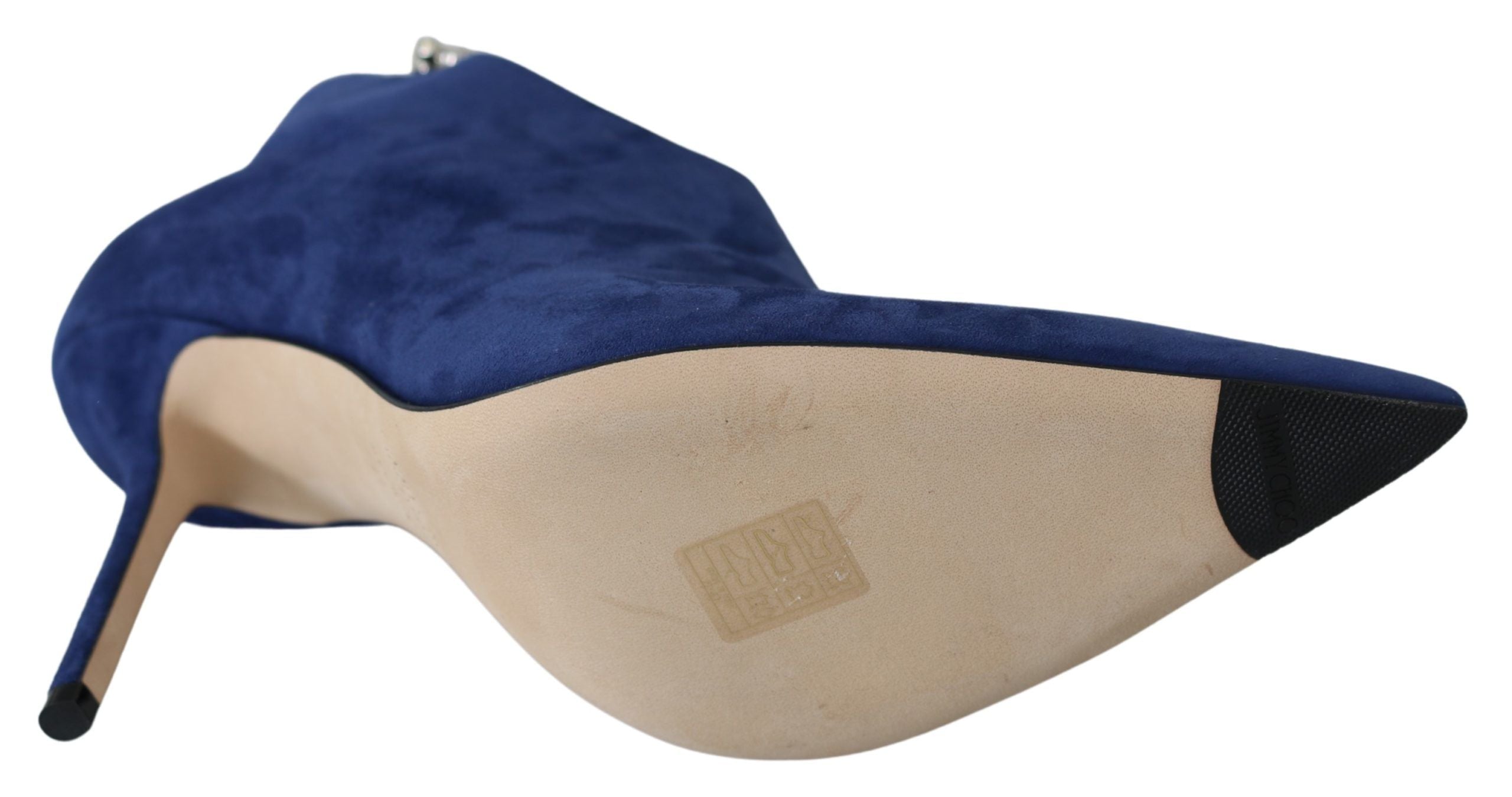Bottines à talons avec lanières à cristaux bleus Pop