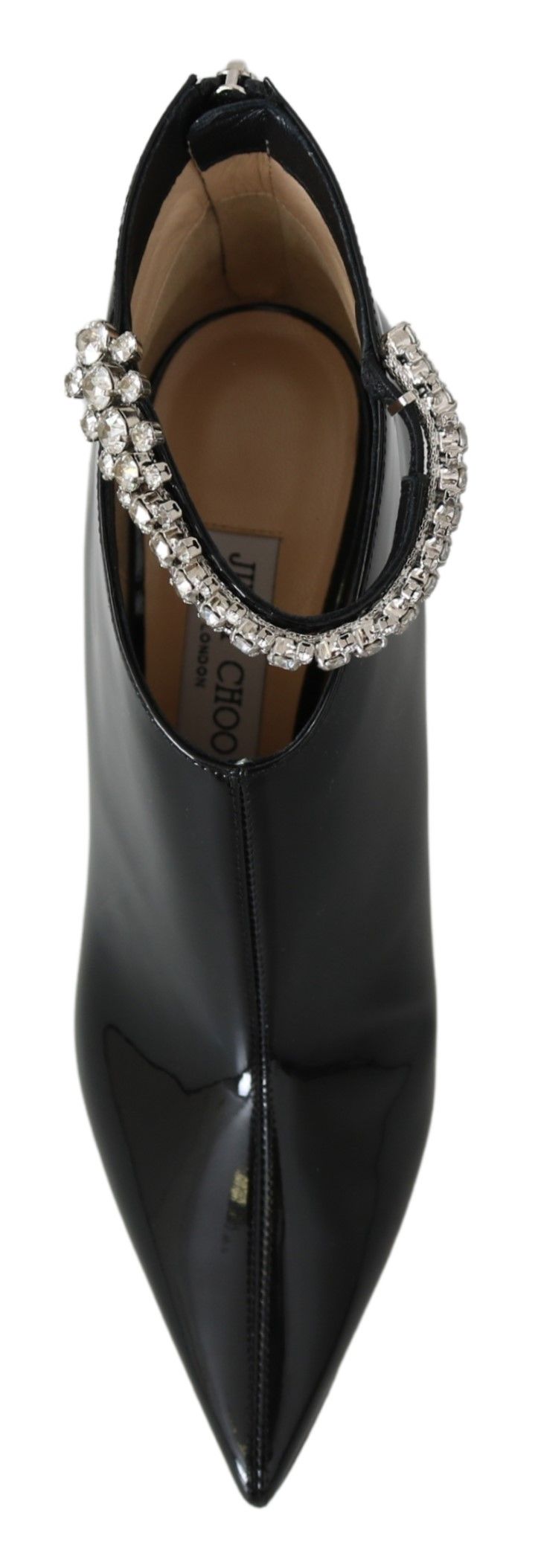 Bottes élégantes en cuir verni noir avec talons