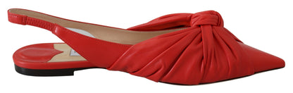 Jimmy Choo – Schicke, rote Leder-Ballerinas mit spitzer Zehenpartie