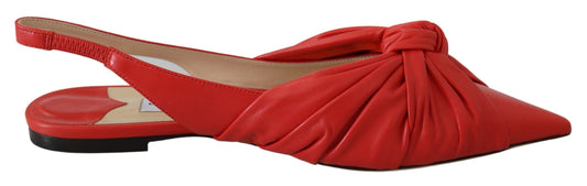 Jimmy Choo – Schicke, rote Leder-Ballerinas mit spitzer Zehenpartie
