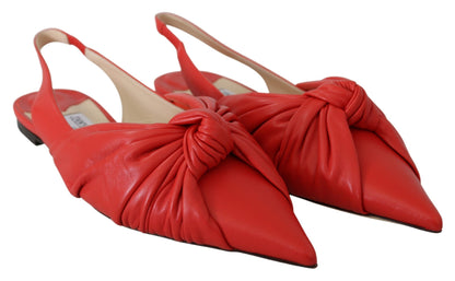 Jimmy Choo – Schicke, rote Leder-Ballerinas mit spitzer Zehenpartie