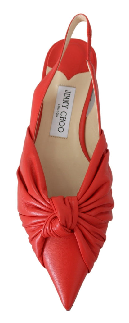 Jimmy Choo – Schicke, rote Leder-Ballerinas mit spitzer Zehenpartie